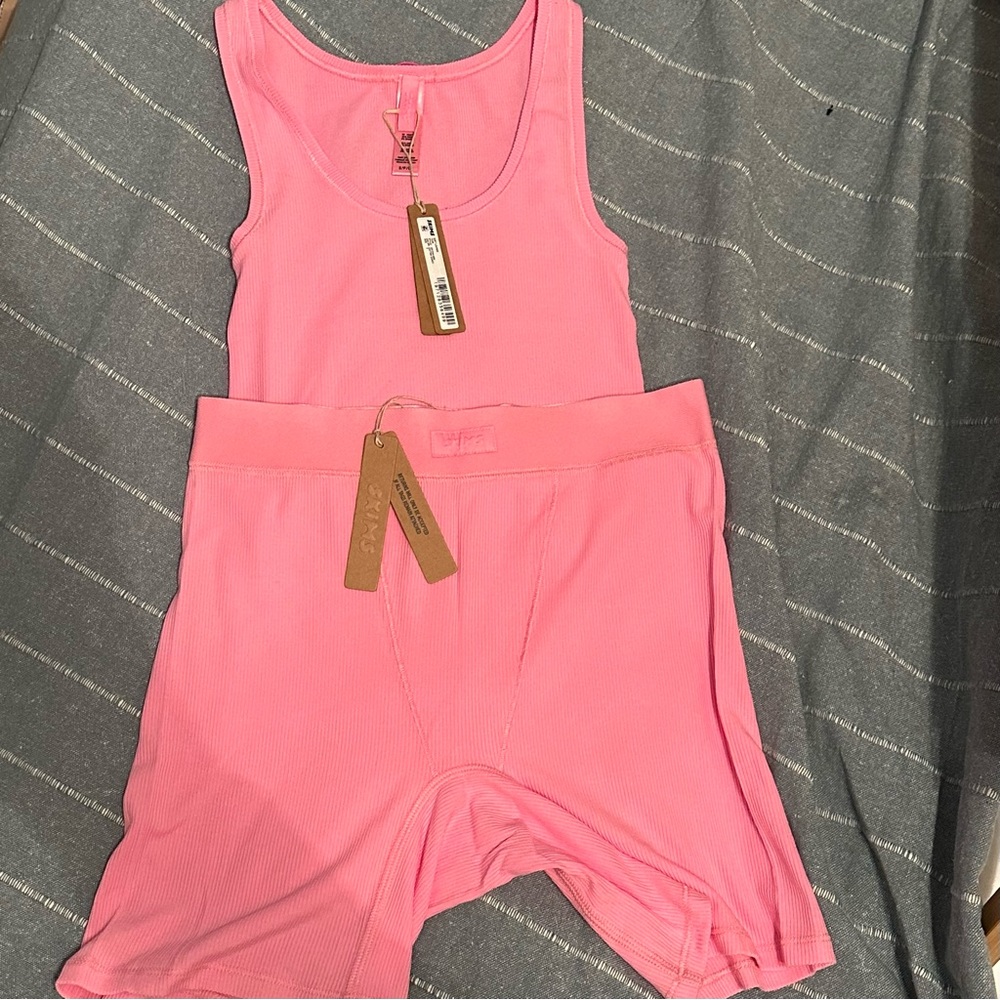 SKIMS Soft Lounge Tank & Boxer Cotton Candy set